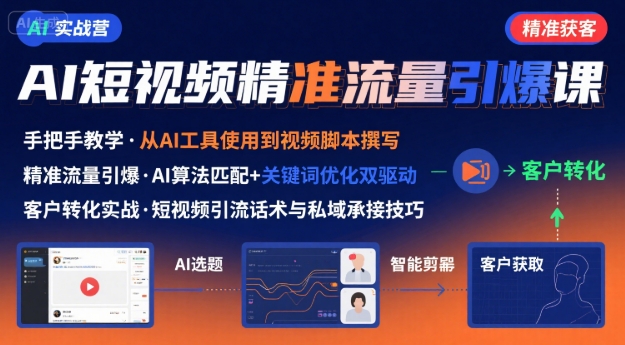 AI+短视频引爆精准客户实战营，手把手教你引爆Ai短视频精准流量-第一资源库
