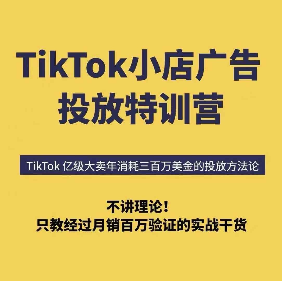 TikTok小店广告投放特训营，6天破局计划专治各种“投不动”，教你经过月销百万验证的实战干货-第一资源库