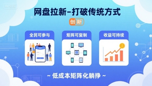 网盘拉新-打破传统方式，低成本矩阵化躺挣，全民可参与、矩阵可复制、收益可持续【揭秘】-第一资源库