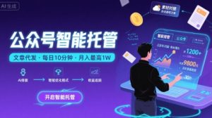 【公众号托管 】我提供文章，你复制发布，每天10分钟，最高躺入1W【揭秘】-第一资源库