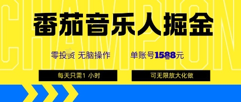 番茄音乐人掘金，单账号最高可撸1k+，可无限矩阵去做，零投入-第一资源库