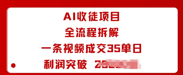 AI收徒项目全流程拆解一条视频成交35单日利润突破1k+-第一资源库