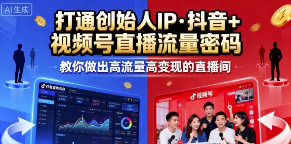 25年直播9-10两期线下课，打通创始人IP，抖音+视频号直播流量密码，教你做出高流量高变现的直播间-第一资源库