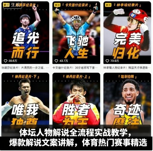 体坛人物解说全流程实战教学，爆款解说文案讲解，体育热门赛事精选-第一资源库