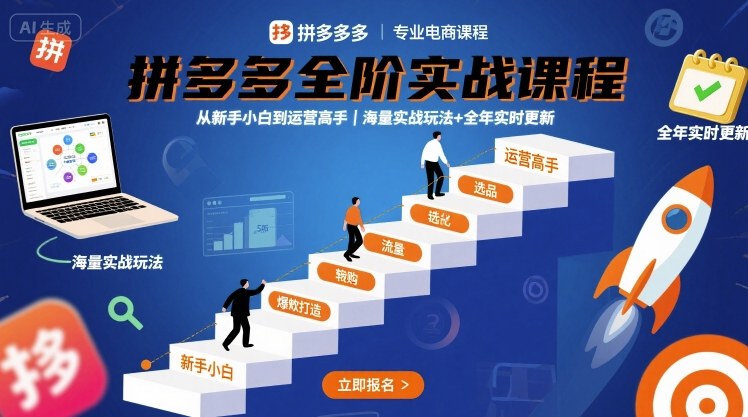 拼多多全阶实战课程，从新手小白到运营高手，海量实战玩法+全年实时更新【2025年9月更新】-第一资源库