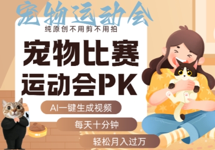 AI一键生成宠物比赛运动会PK视频，纯原创不用剪不用拍，每天十分钟，轻松月入过1W+-第一资源库