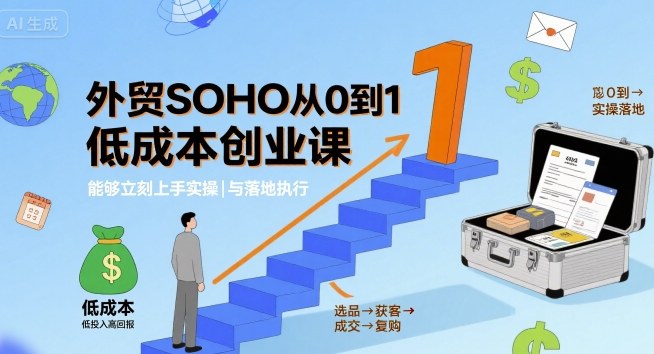 外贸SOHO从0到1低成本创业课，能够立刻上手实操与落地执行-第一资源库
