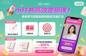 小红书高效变现课，快速学习小红书完整体系和具体落地打法-第一资源库
