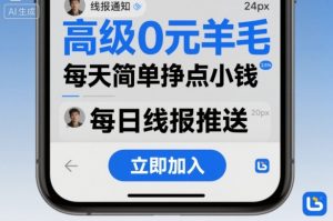 高级0元羊毛线报社群项目，每天简单挣点小钱-第一资源库