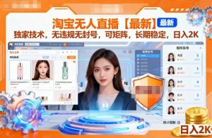 淘宝无人直播【最新】，独家技术，无违规无封号，可矩阵，长期稳定，日入2K【揭秘】-第一资源库