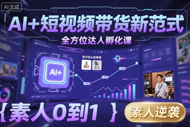 AI+短视频带货新范式全方位达人孵化课，素人也可以从0到1，全方位认知短视频带货-第一资源库