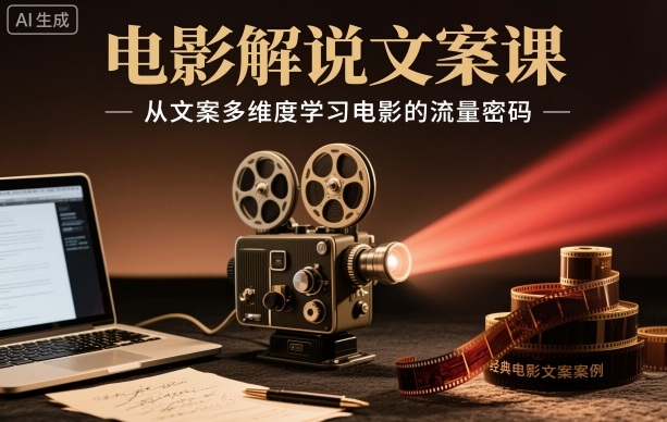电影解说文案课，从文案多维度学习电影的流量密码-第一资源库
