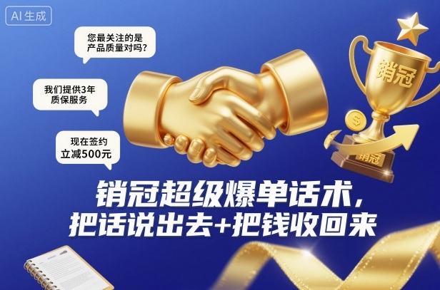 销冠超级爆单话术，把话说出去+把钱收回来-第一资源库