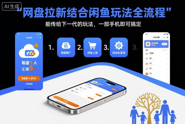 网盘拉新结合闲鱼玩法全流程，能传给下一代的玩法，一部手机即可搞定（附入口渠道以及实操教程）-第一资源库