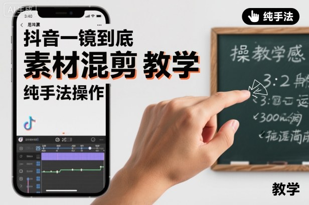抖音一镜到底素材混剪教学，纯手法操作-第一资源库