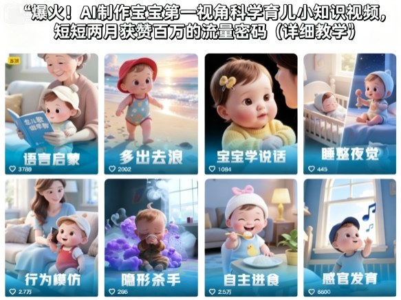 爆火！AI制作宝宝第一视角科学育儿小知识视频，短短两月获赞百万的流量密码（详细教学）-第一资源库