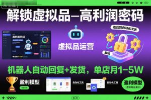 解锁虚拟品高利润密码：机器人自动回复+发货，单店月1-5W【揭秘】-第一资源库