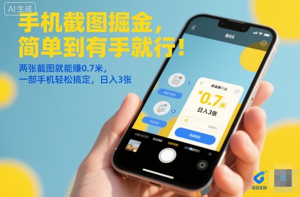 手机截图掘金，简单到有手就行！两张截图就能賺0.7米，一部手机轻松搞定，日入3张【揭秘】-第一资源库