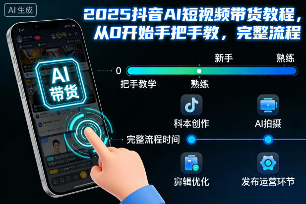 2025抖音AI短视频带货教程，从0开始手把手教，完整流程-第一资源库