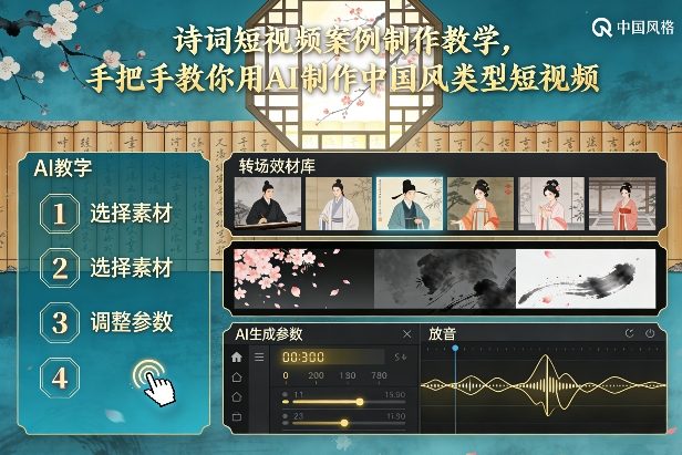 古诗词短视频案例制作教学，手把手教你用AI制作中国风类型短视频-第一资源库