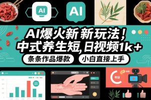 AI爆火新玩法，中式养生短视频，日收益1k+条条作品爆款，小白直接上手，附详细教程-第一资源库
