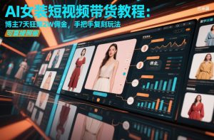 AI女装短视频带货教程：博主7天狂賺2W佣金，手把手复刻玩法，可直接照搬-第一资源库