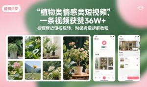 植物类情感类短视频,一条视频获赞36W+,橱窗带货轻松玩转,附保姆级拆解教程-第一资源库