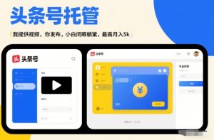 头条号AI托管,我提供视频,你发布,小白闭眼躺賺,最高月入5k+【揭秘】-第一资源库