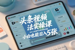 头条视频玩法实操课,从0-1全细节头条所有问题,小白也能日入5张-第一资源库