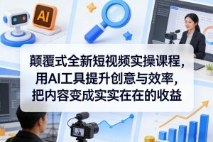 颠覆式全新短视频实操课程,用AI工具提升创意与效率,把内容变成实实在在的收益-第一资源库