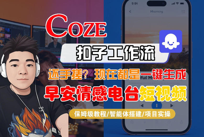 【Coze工作流搭建实操教程】【coze】早安情感电台日签视频还在手动做？用扣子工作流自动生成，省时90%-第一资源库