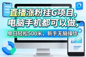 直播涨粉挂G项目,电脑手机都可以做,单日轻松500米,新手无脑操作【揭秘】-第一资源库