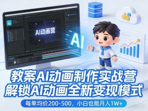 教案AI动画制作实战营,解锁AI动画全新变现模式,每单均价200-500,小白也能月入1W+-第一资源库