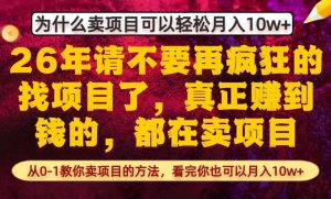 为什么真正賺到钱的都在卖项目，从0-1教你卖项目的方法，看完你也可以月入10w+【揭秘】-第一资源库