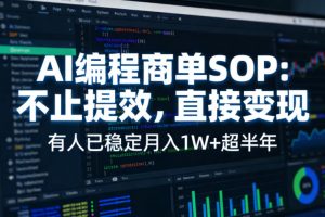 AI编程商单SOP,AI编程不能只给工作提效,还要直接变现,有人已经稳定月入1W+半年了-第一资源库