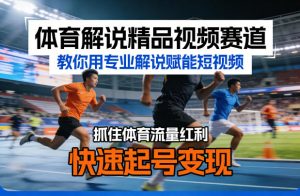 体育解说精品视频赛道,教你用专业解说赋能短视频,抓住体育流量红利,快速起号变现-第一资源库