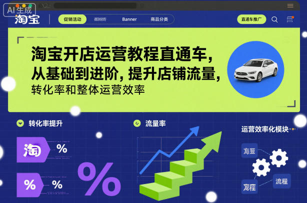 淘宝开店运营教程直通车，从基础到进阶，提升店铺流量，转化率和整体运营效率（更新26年3月）-第一资源库