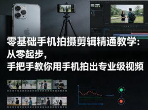 零基础手机拍摄剪辑精通教学：从零起步，手把手教你用手机拍出专业级视频-第一资源库