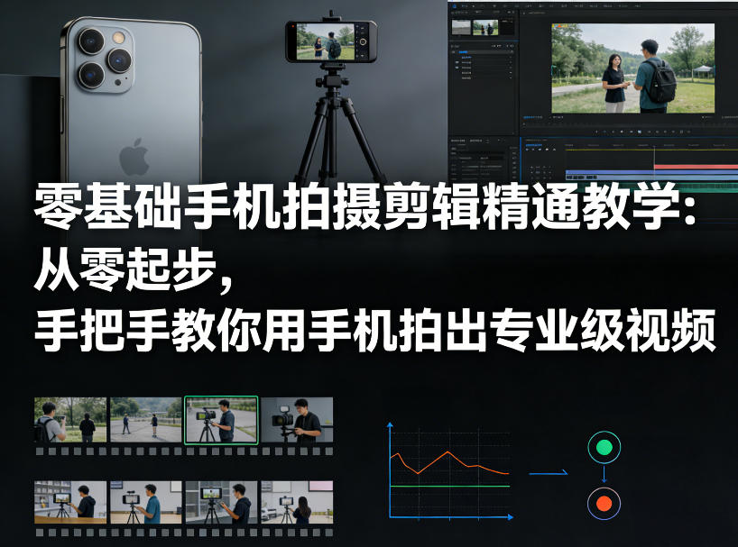 零基础手机拍摄剪辑精通教学：从零起步，手把手教你用手机拍出专业级视频-第一资源库