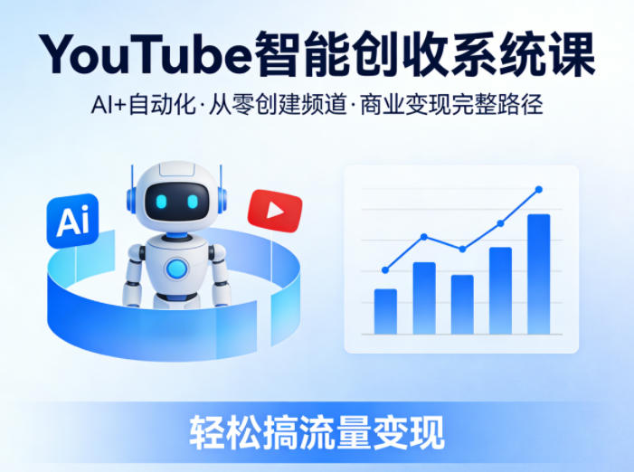 YouTube智能创收系统课，AI+自动化，从零创建YouTube频道并实现商业变现的完整路径，轻松搞流量变现-第一资源库