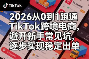 2026从0到1跑通TikTok跨境电商，避开新手常见坑，逐步实现稳定出单-第一资源库