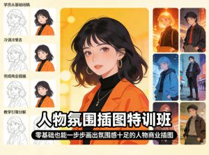 人物氛围插图特训班，零基础也能一步步画出氛围感十足的人物商业插图-第一资源库