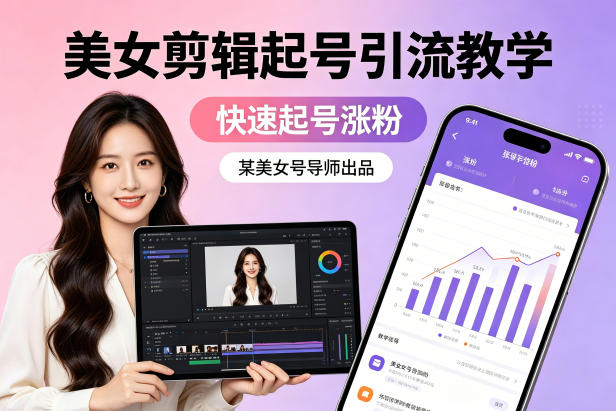 某美女号导师出品：美女剪辑起号引流教学，快速起号涨粉-多金部落-社群网课资源站