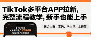 TikTok多平台APP拉新，完整流程教学，新手也能上手，轻松出海搞美金-第一资源库