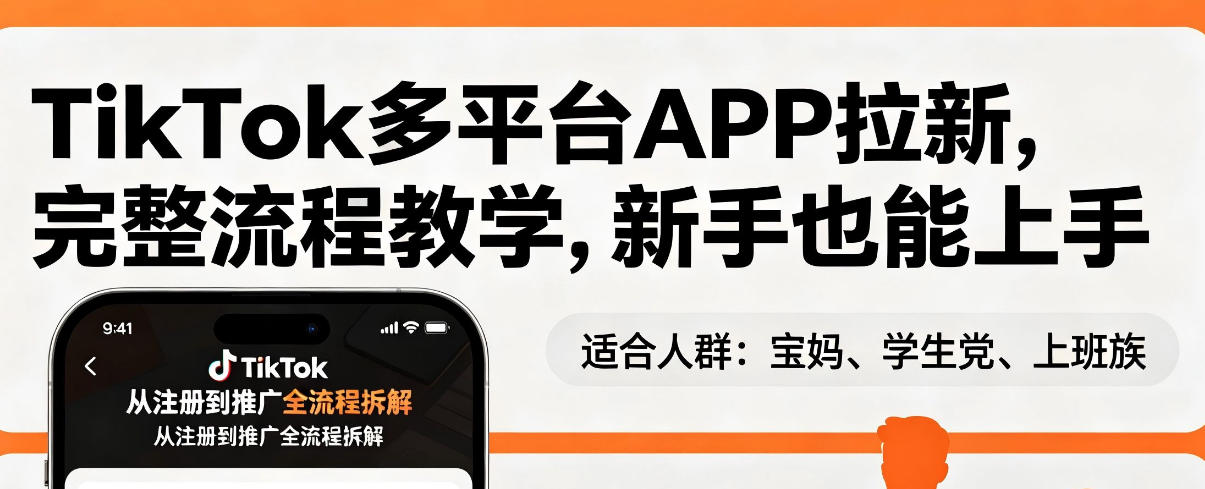 TikTok多平台APP拉新，完整流程教学，新手也能上手，轻松出海搞美金-第一资源库