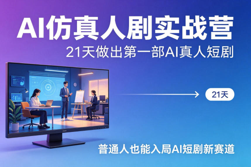 AI仿真人剧实战营，21天做出第一部AI真人短剧，普通人也能入局AI短剧新赛道-第一资源库