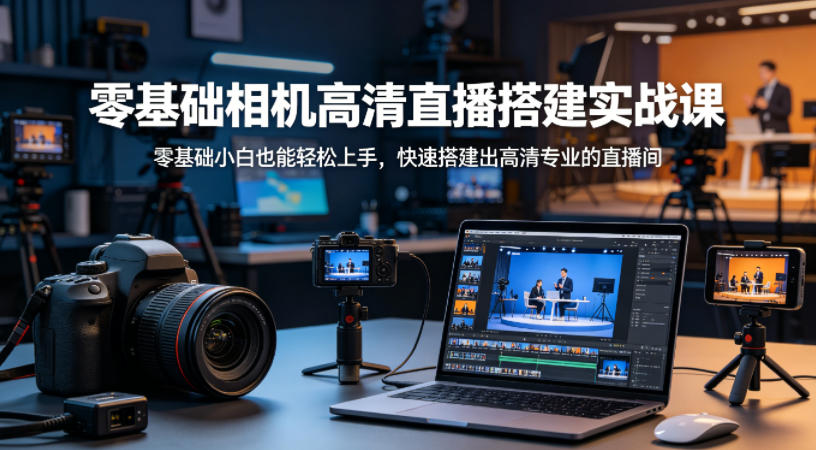 零基础相机高清直播间搭建实战课，小白也能轻松上手，快速搭建出高清专业的直播间-多金部落-社群网课资源站
