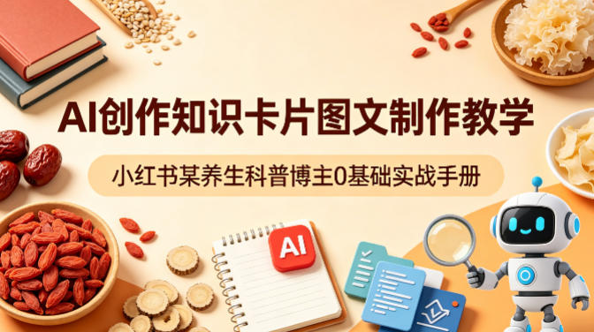 AI创作知识卡片图文制作教学，小红书某养生科普博主0基础实战手册-第一资源库
