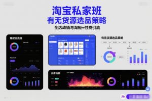 淘宝私家班,有无货源选品策略,高成功率爆款全流程打法,全店动销与淘短+付费引流(更新2026年4月)-第一资源库