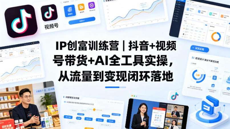 IP创富训练营｜抖音+视频号带货+AI全工具实操，从流量到变现闭环落地-多金部落-社群网课资源站